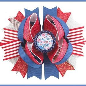 4 5 INCH PATRIOTIC "MADE IN THE USA" HAIRBOW